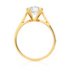 Bague solitaire or 750 jaune diamant synthétique 1 carat - vue V2