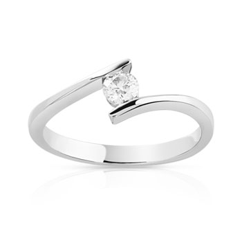 Solitaire or blanc 750 diamant synthétique 0.20 carat H/SI