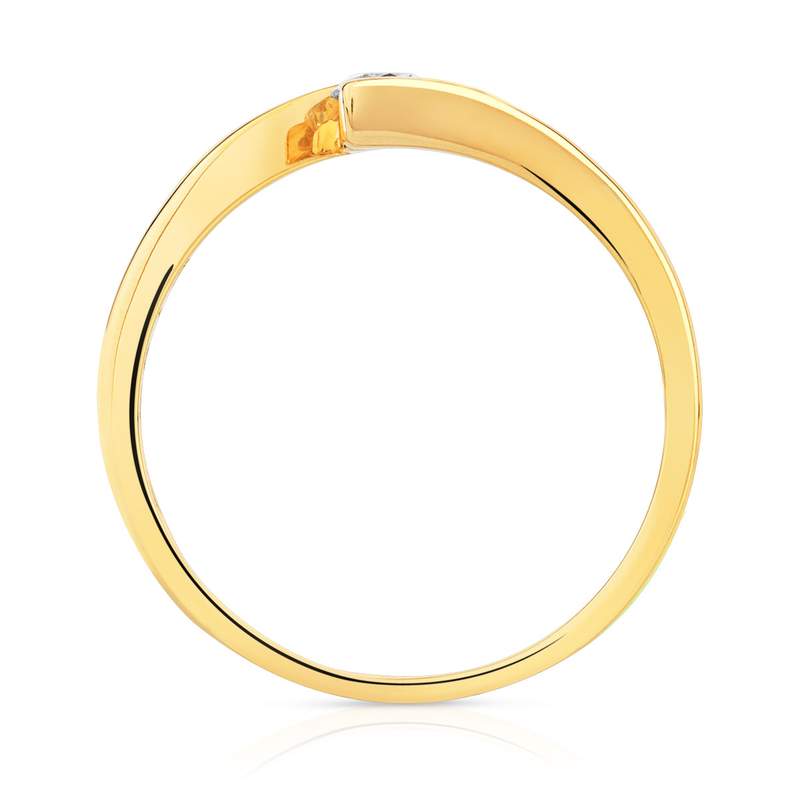 Solitaire or jaune 750 diamant synthétique 0.15 carat - vue 2