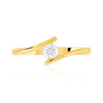 Solitaire or jaune 750 diamant synthétique 0.15 carat - vue 3