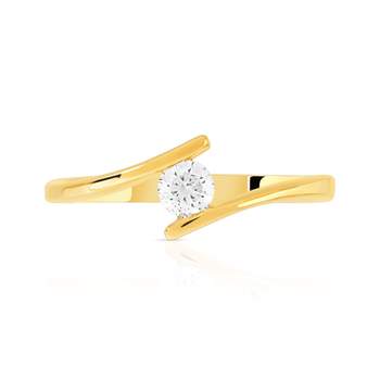 Solitaire yellow gold 750 synthetic diamond 0.15 carat