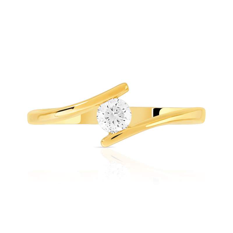 Solitaire or jaune 750 diamant synthétique 0.15 carat - vue 3