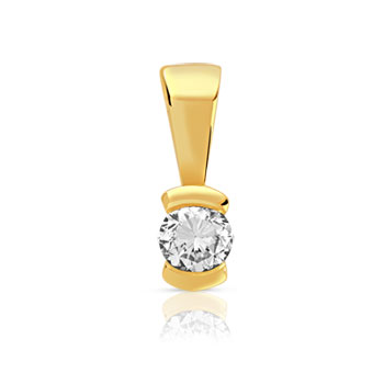 Pendentif or jaune 750 diamant synthétique 0.10 carat