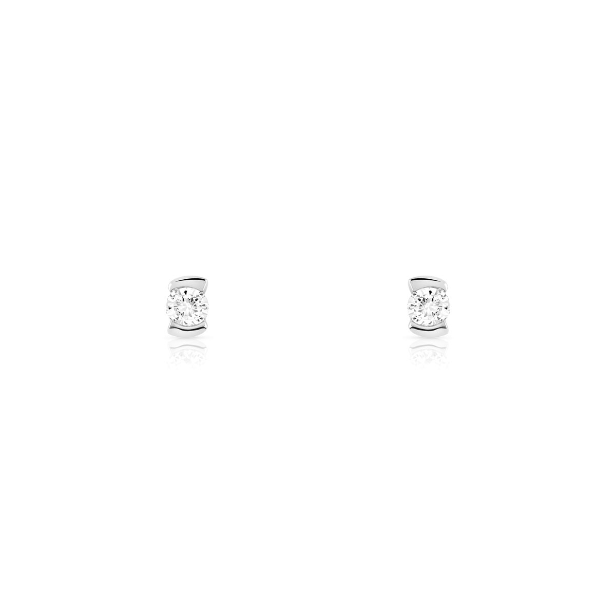 Boucles d'oreilles or blanc 750 diamant synthétique 0.10 carat - vue D1