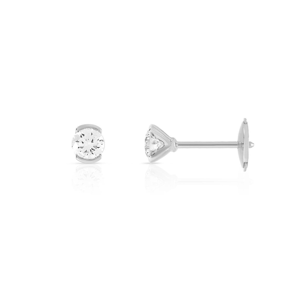 Boucles d'oreilles or blanc 750 diamant synthétique 0.40 carat - vue D1
