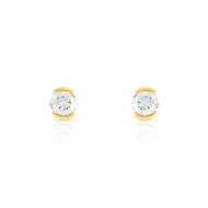 Boucles d'oreilles or jaune 750 diamant synthetique 0.40 carat