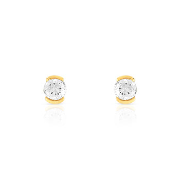 Boucles d'oreilles or jaune 750 diamant synthetique 0.40 carat