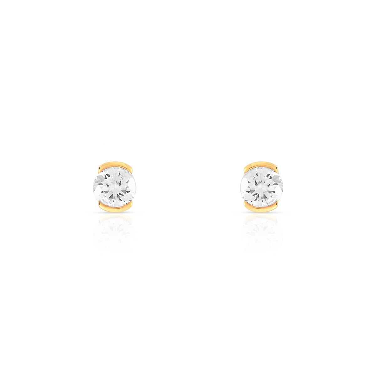 Boucles d'oreilles or jaune 750 diamant synthetique 0.50 carat