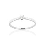 Solitaire or blanc 750 diamant synthétique 0.08 carat - vue 1