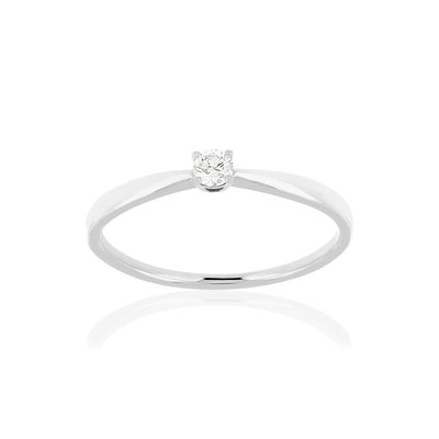 Solitaire or blanc 750 diamant synthétique 0.08 carat