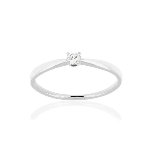 Solitaire or blanc 750 diamant synthétique 0.08 carat