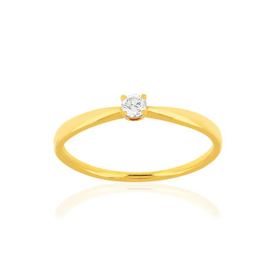 Solitaire or jaune 750 diamant synthétique 0.08 carat - vue 1
