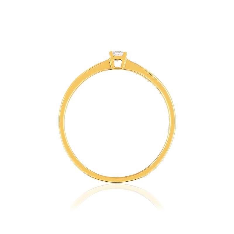 Solitaire or jaune 750 diamant synthétique 0.08 carat - vue 2