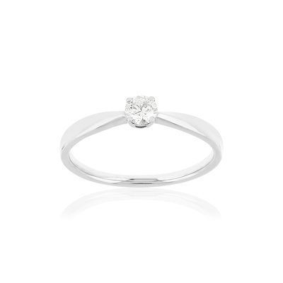 Solitaire or blanc 750 diamant synthétique 0.18 carat - vue 1