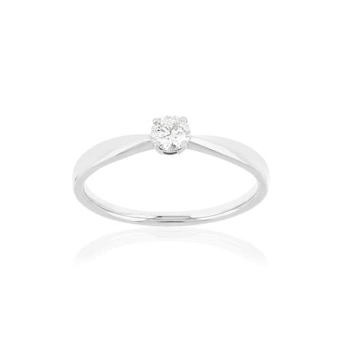 Solitaire or blanc 750 diamant synthétique 0.18 carat