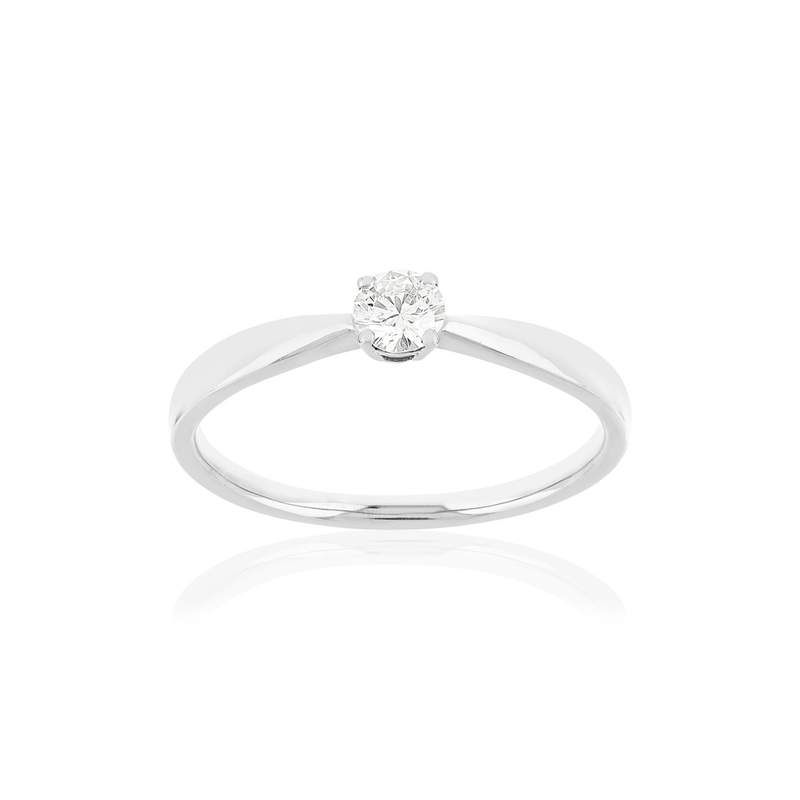 Solitaire or blanc 750 diamant synthétique 0.18 carat - vue 1