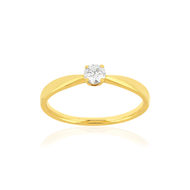 Solitaire or jaune 750 diamant synthétique 0.18 carat
