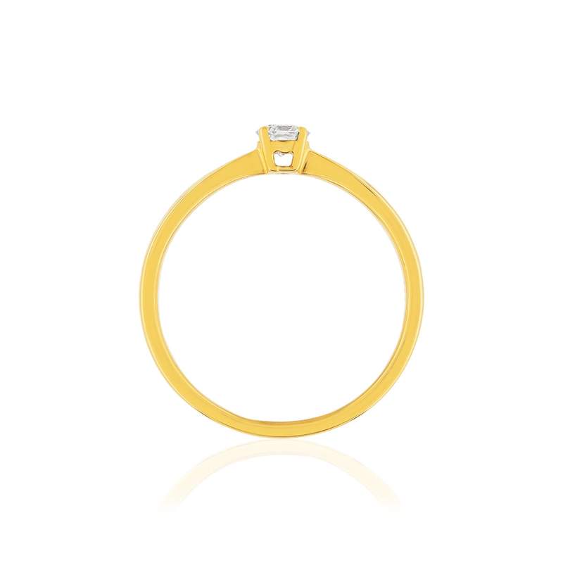 Solitaire or jaune 750 diamant synthétique 0.18 carat - vue 2