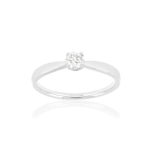 Solitaire or blanc 750 diamant synthétique 0.23 carat
