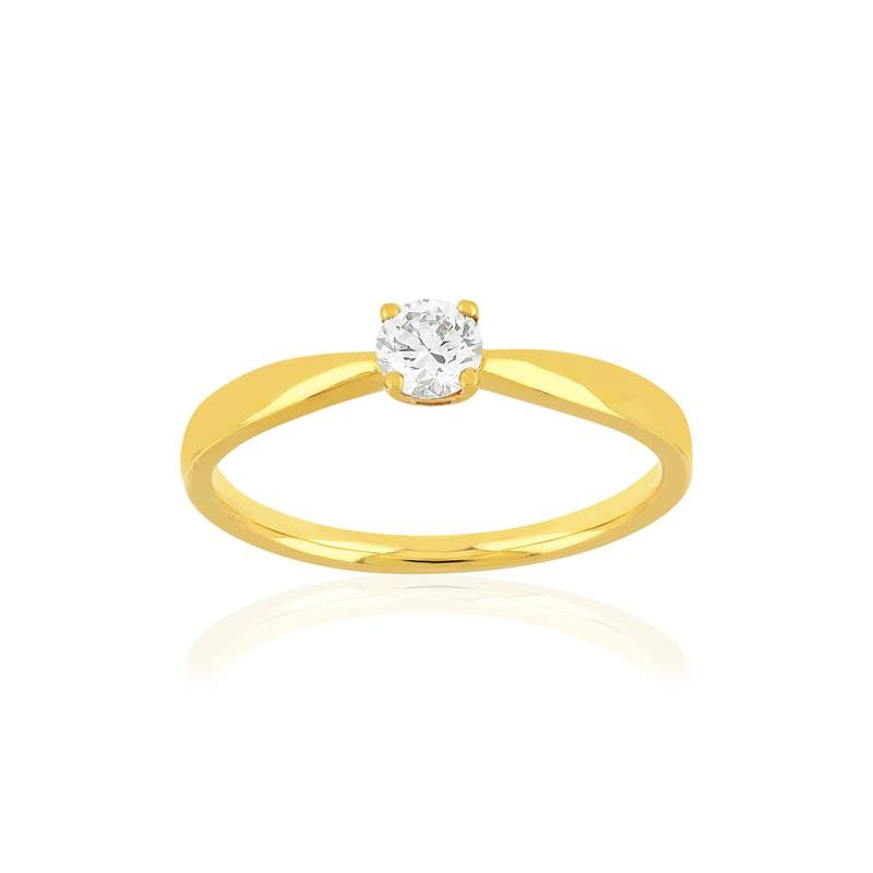Solitaire or jaune 750 diamant synthétique 0.23 carat - vue 1