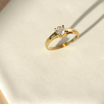 Solitaire yellow gold 750 synthetic diamond 0.23 carat