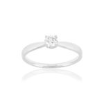 Solitaire or blanc 750 diamant synthétique 0.29 carat - vue 1