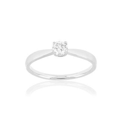 Solitaire or blanc 750 diamant synthétique 0.29 carat - vue 1