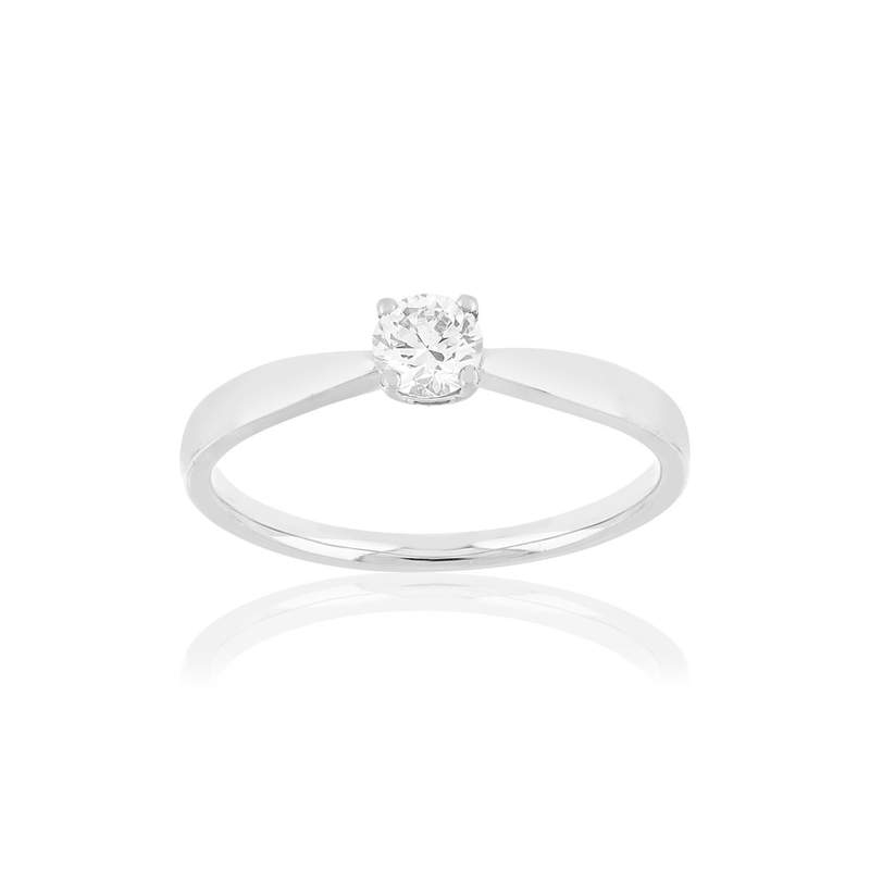 Solitaire or blanc 750 diamant synthétique 0.29 carat - vue 1