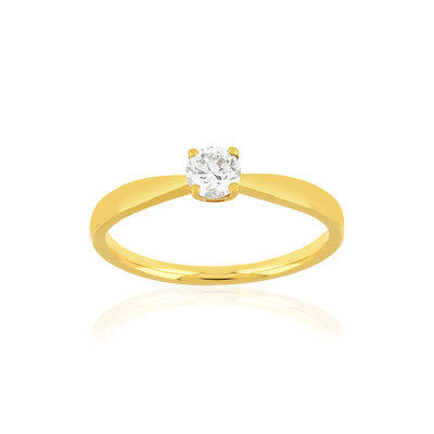 Solitaire or jaune 750 diamant synthétique 0.29 carat