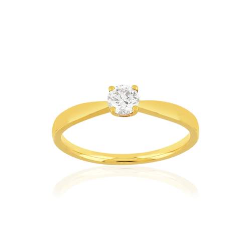 Solitaire or jaune 750 diamant synthétique 0.29 carat