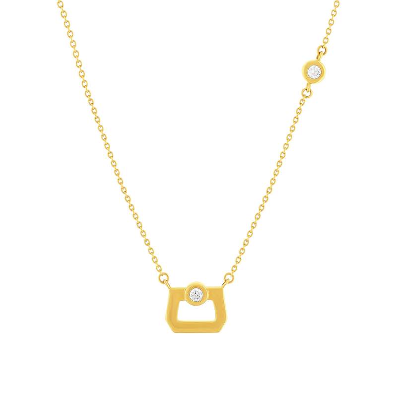 Collier or 375 jaune diamants synthétiques - vue 1