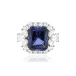 Bague argent corindon synthétique bleu et zirconias. - vue 3