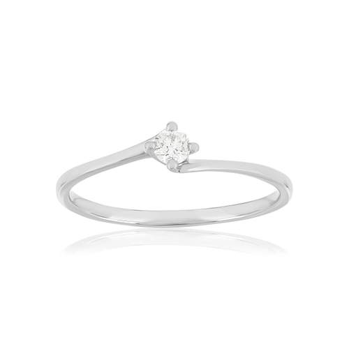Solitaire gold 750 white synthetic diamond 0,1 carat