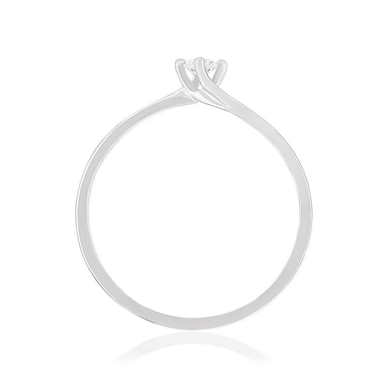Solitaire or 750 blanc diamant synthétique 0,1 carat - vue 2