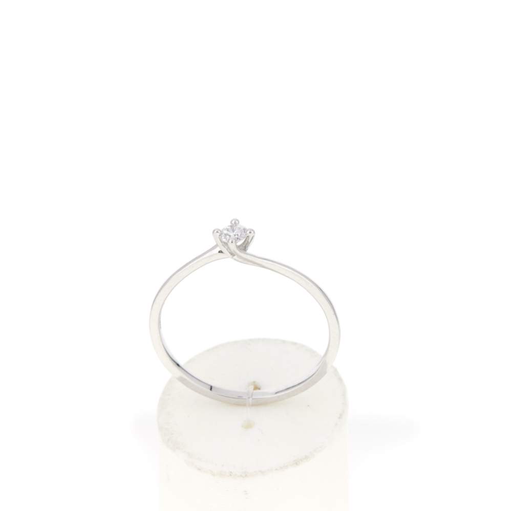Solitaire or 750 blanc diamant synthétique 0,1 carat - vue 2