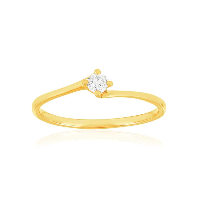 Solitaire or 750 jaune diamant synthétique 0,1 carat - vue 1