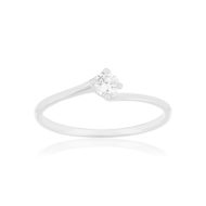 Solitaire or 750 blanc diamant synthétique 0,15 carat
