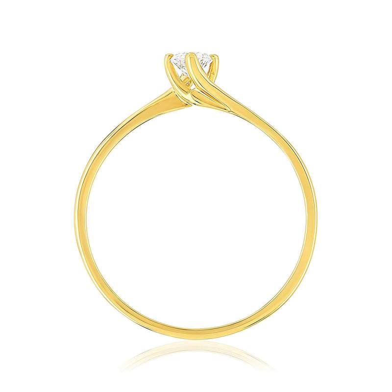 Solitaire or 750 jaune diamant synthétique 0,15 carat - vue 2