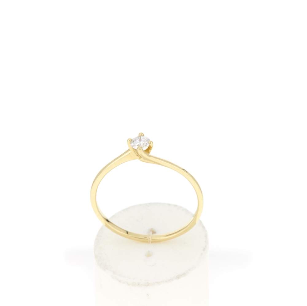 Solitaire or 750 jaune diamant synthétique 0,15 carat - vue 2