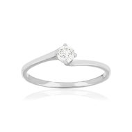 Solitaire or 750 blanc diamant synthétique 0,2 carat