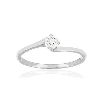 Solitaire or 750 blanc diamant synthétique 0,2 carat - vue 1
