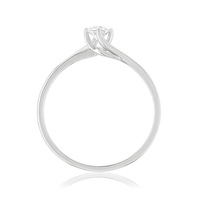 Solitaire or 750 blanc diamant synthétique 0,2 carat - vue 2