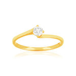 Solitaire or 750 jaune diamant synthétique 0,2 carat - vue 1