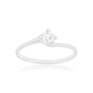 Solitaire or 750 blanc diamant synthétique 0,25 carat