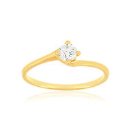 Solitaire or 750 jaune diamant synthétique 0,25 carat