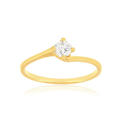 Solitaire or 750 jaune diamant synthétique 0,25 carat