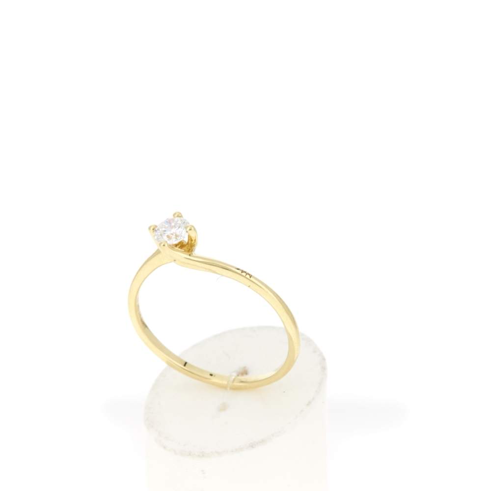 Solitaire or 750 jaune diamant synthétique 0,25 carat - vue 3