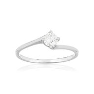 Solitaire or 750 blanc diamant synthétique 0,3 carat
