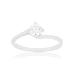 Solitaire or 750 blanc diamant synthétique 0,4 carat - vue 1