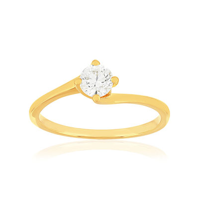 Solitaire goud 750 gele synthetische diamant 0,4 karaat